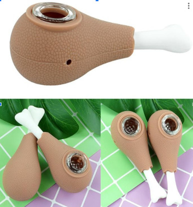 4" Chicken Drumstick Silicone Hand Pipe
