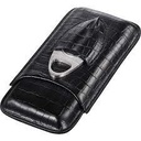 3 Finger Croc Finish Cigar Case with Cutter