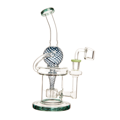 8.6" Striped Globe Recycler Rig With Banger
