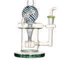8.6" Striped Globe Recycler Rig With Banger