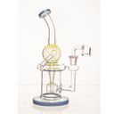 8.6" Striped Globe Recycler Rig With Banger