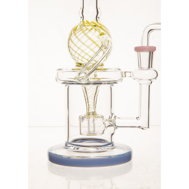 8.6" Striped Globe Recycler Rig With Banger