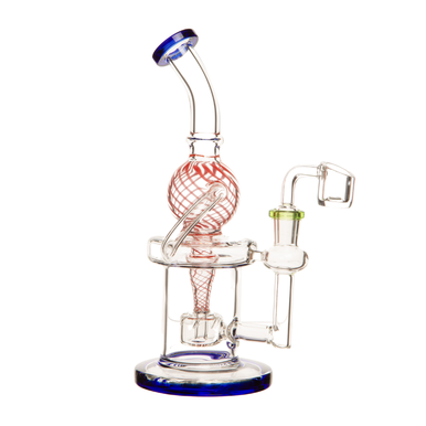 8.6" Striped Globe Recycler Rig With Banger