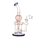 8.6" Striped Globe Recycler Rig With Banger