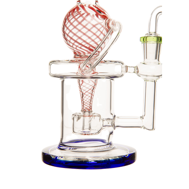 8.6" Striped Globe Recycler Rig With Banger