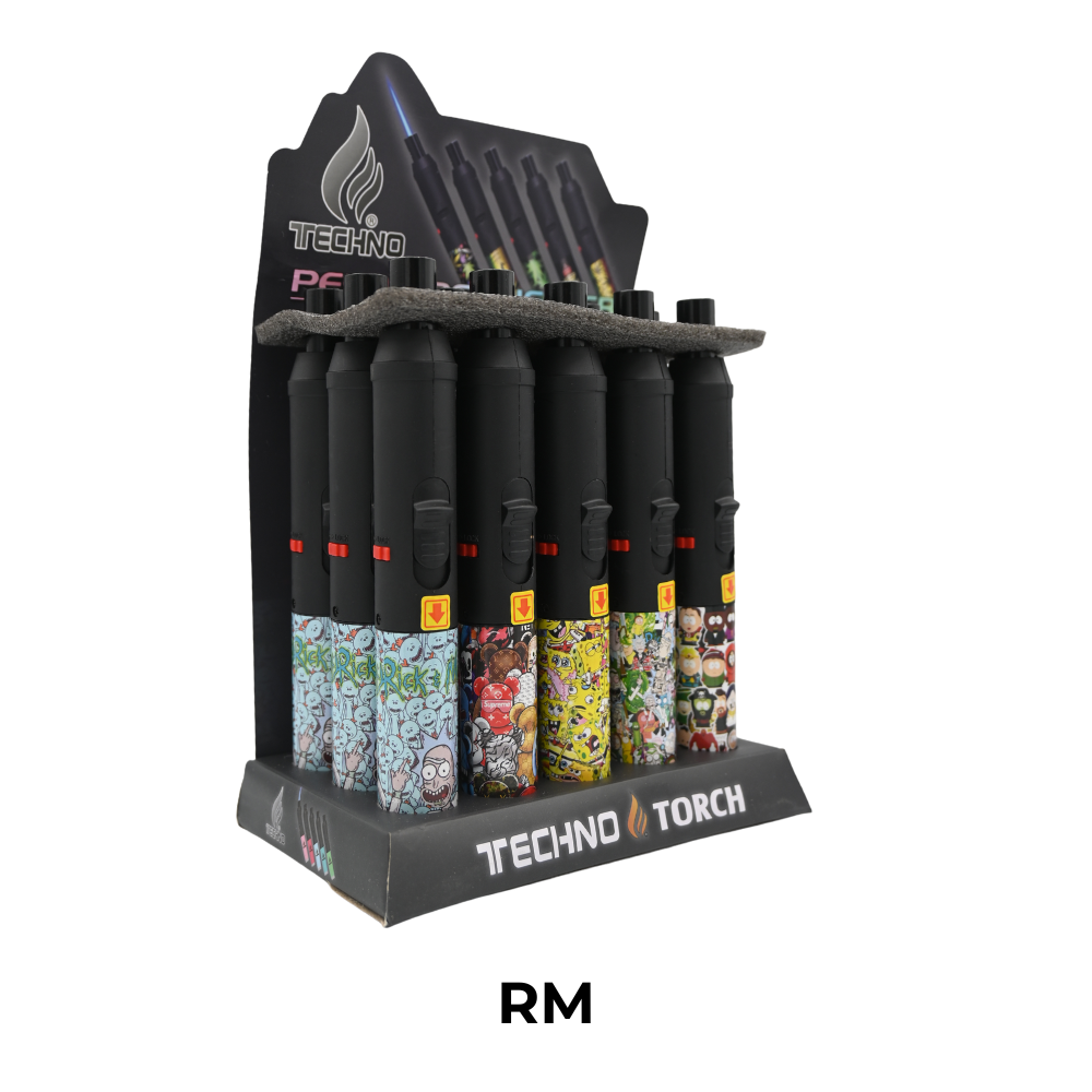Techno Designer 7.25" Pen Torch Lighters - 15ct