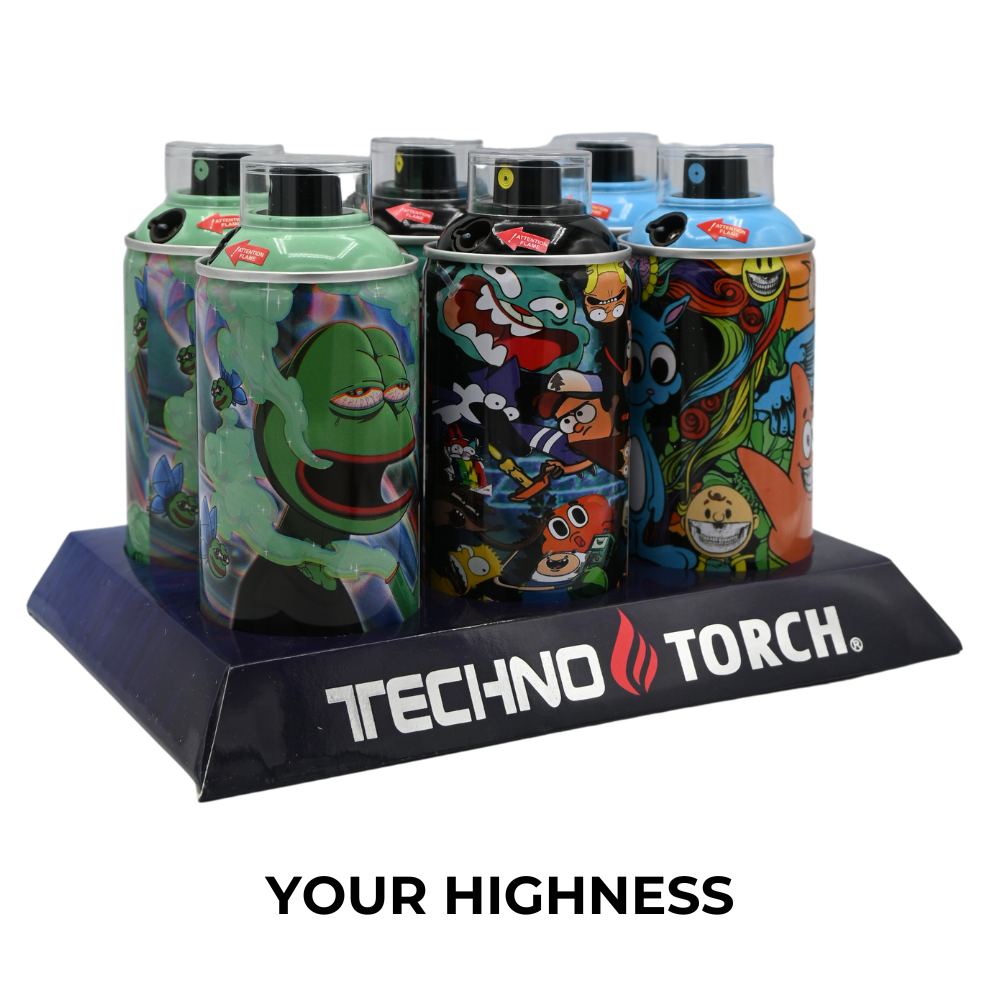 Techno Small Spray Can Torch Lighters - 6ct