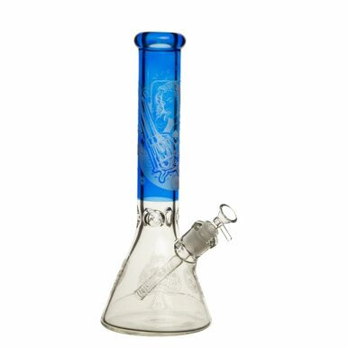 14" 7mm Deck Sandblasted Chrome Glass Bong