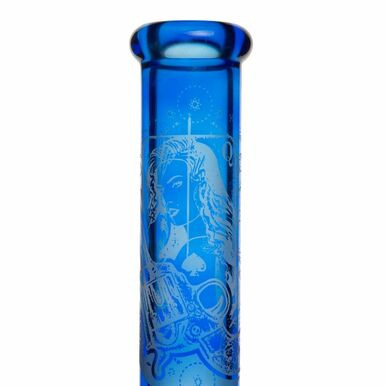 14" 7mm Deck Sandblasted Chrome Glass Bong