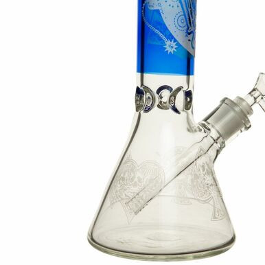 14" 7mm Deck Sandblasted Chrome Glass Bong