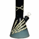 14" 7mm Etched Skeleton Hand Glass Bong