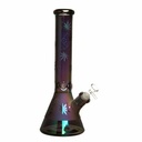 14" 7mm Leafy Scene Chrome Glass Bong