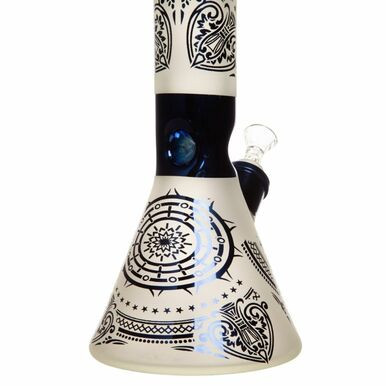 14" Mandala Electric Blue Glass Bong