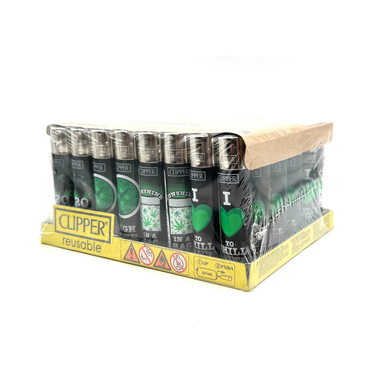 Clipper Green Leaves Series Lighters - 48ct