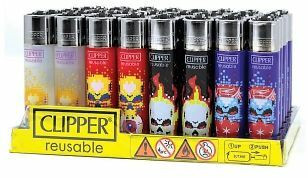 Clipper Skull 12 Lighters - 48ct