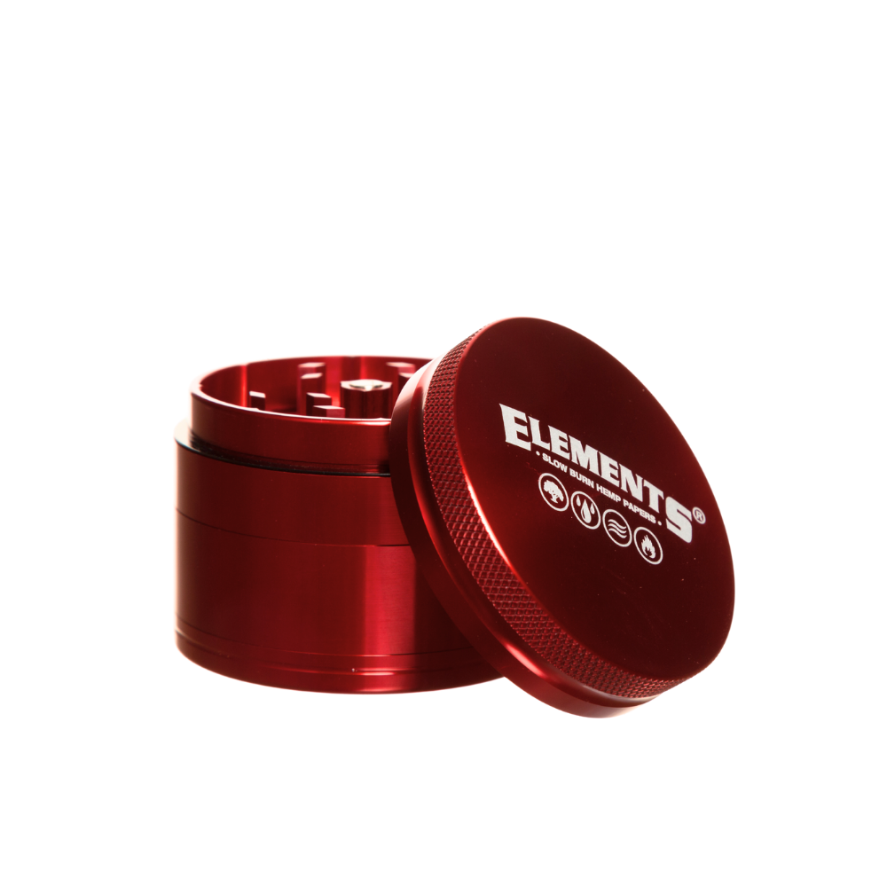 Elements 63mm 4pc Red Aluminium Grinder  - Small
