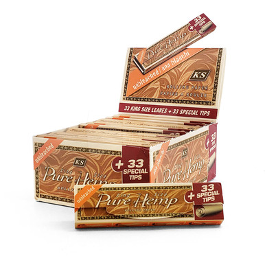 Pure Hemp Unbleached King Size Rolling Paper & Tips - 24ct