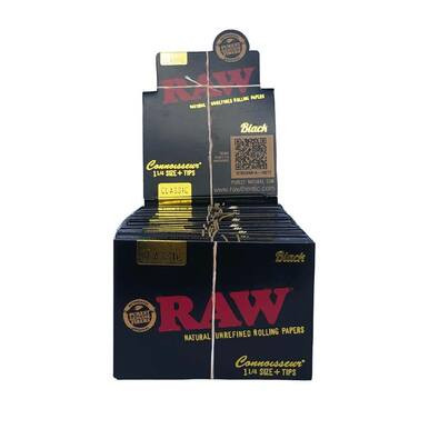 RAW Black Connoisseur 1 1/4 Papers & Tips - 24ct
