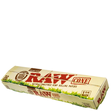 RAW Organic Hemp 1 1/4 Pre-rolled Single Pack Cones - 32ct