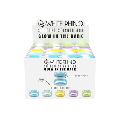 White Rhino Glow In The Dark Silicone Spinner Jar - 100ct