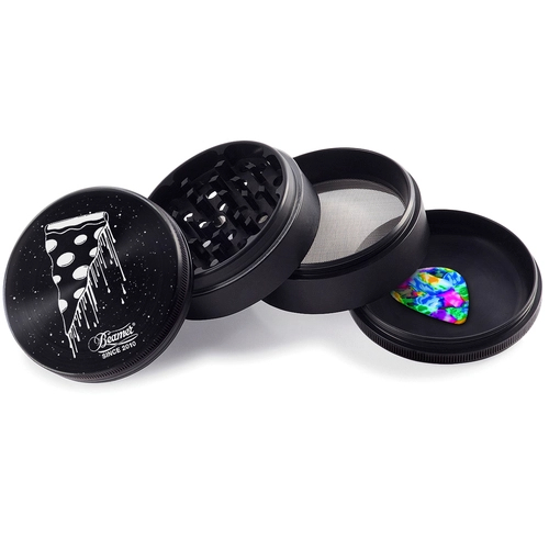 Beamer Flying Pizza Extended Aircraft Grade 63mm 4 Piece Aluminum Grinder with Guitar Pick