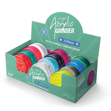 Beamer Virgin Acrylic 90mm 3-Pc Grinder - 12ct