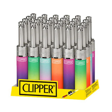 Clipper Mini Tube Lighters Metallic Gradient Colours - 24ct