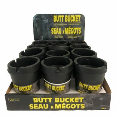 Butt Bucket Black Small Extinguishing Ashtray - 12ct
