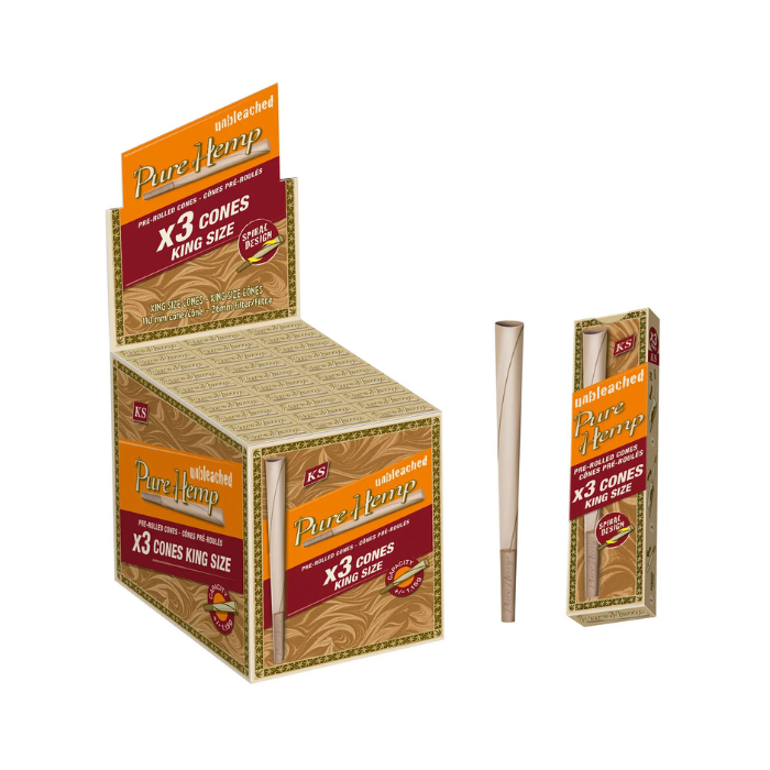 Pure Hemp King Size Unbleached Cones - 30ct