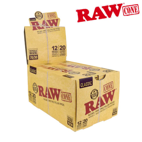 Raw Classic Single Size 70/30 Pre Rolled Cones - 12ct