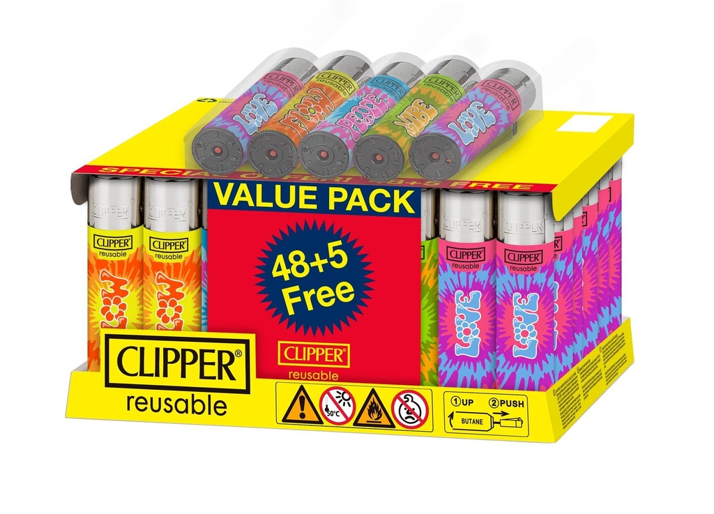 Clipper New Tie Dye Lighters- 48ct (+5 Free))