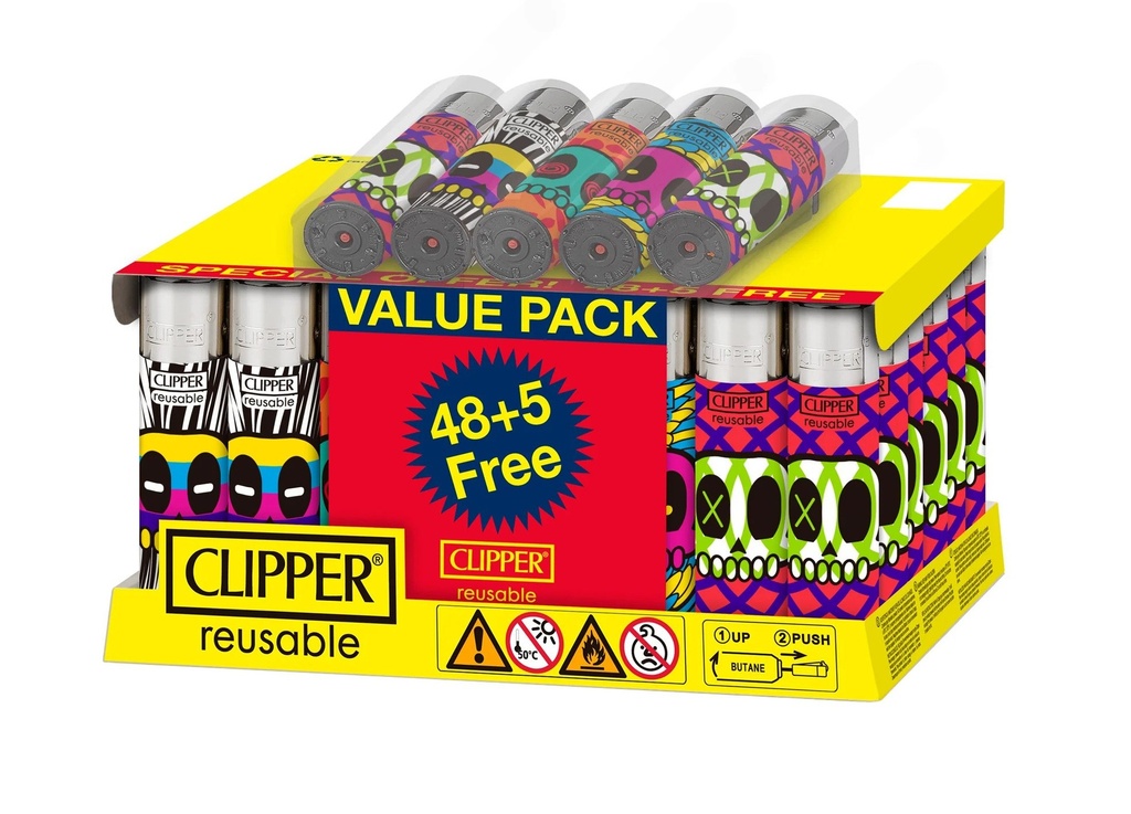 Clipper Skulls Life Lighters- 48ct (+5 Free)