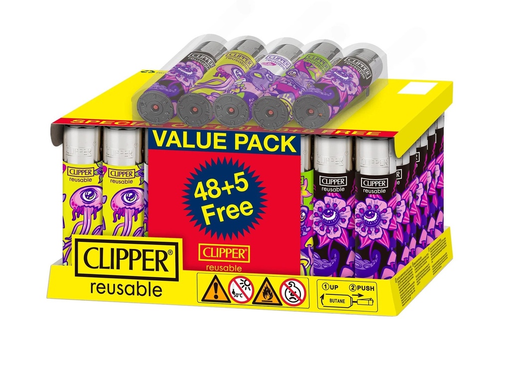 Clipper Psycho Animals Lighters- 48ct (+5 Free)