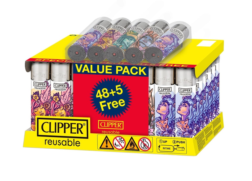 Clipper Godessess Lighters- 48ct (+5 Free)