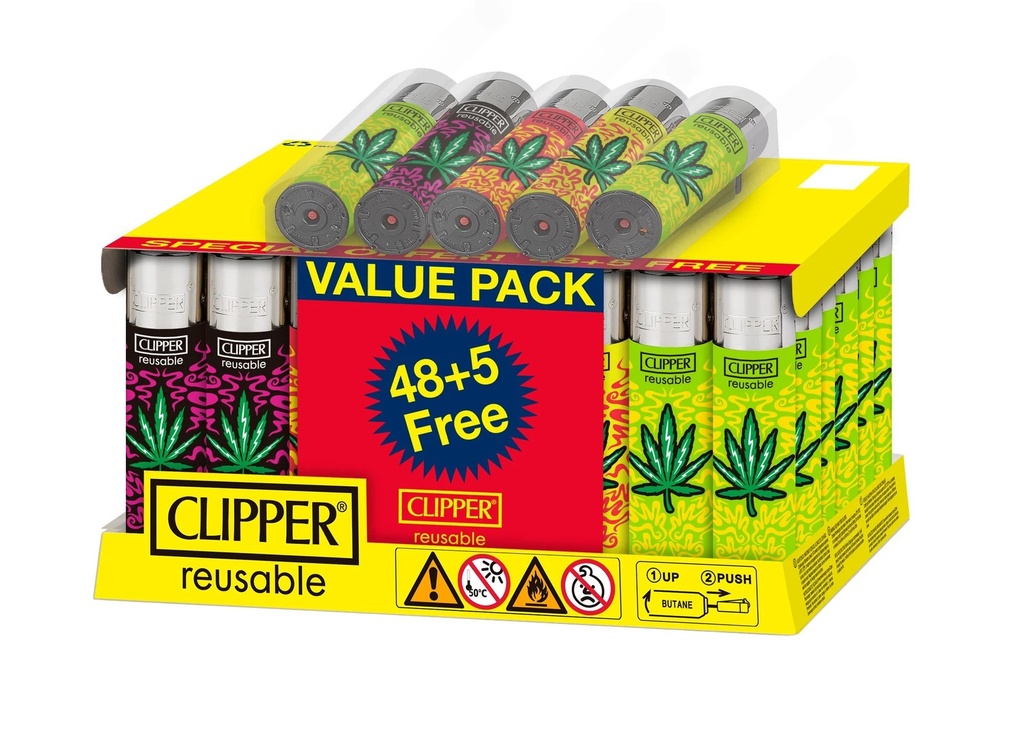 Clipper Renzo Leaves Lighters- 48ct (+5 Free)