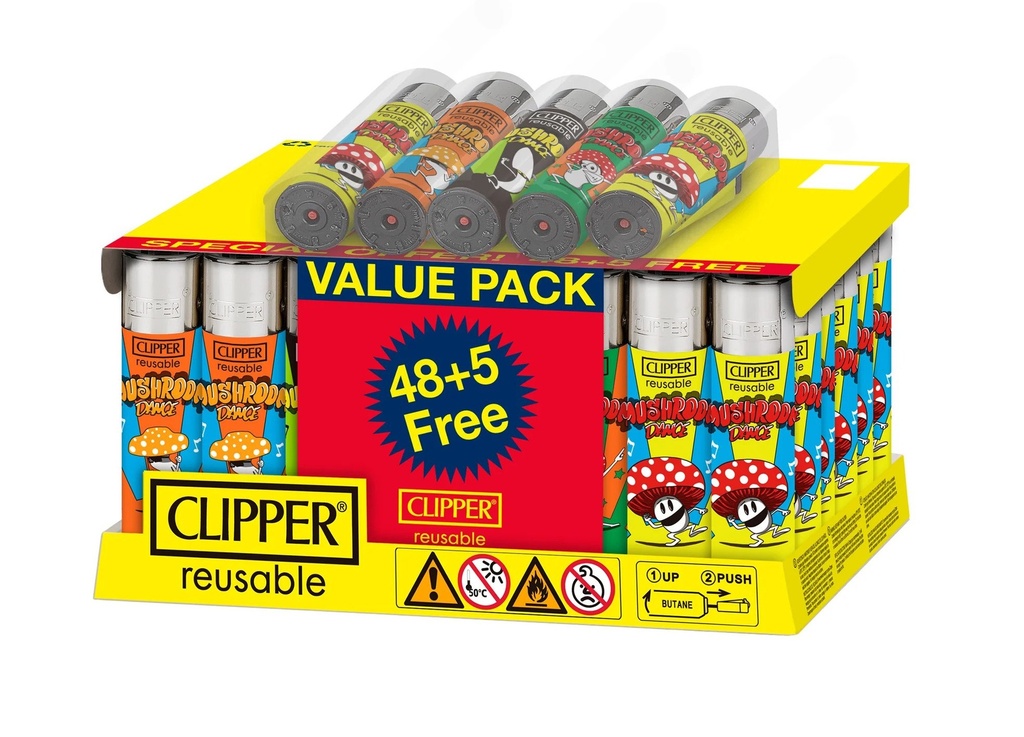 Clipper Mushroom Dance Lighters- 48ct (+5 Free)