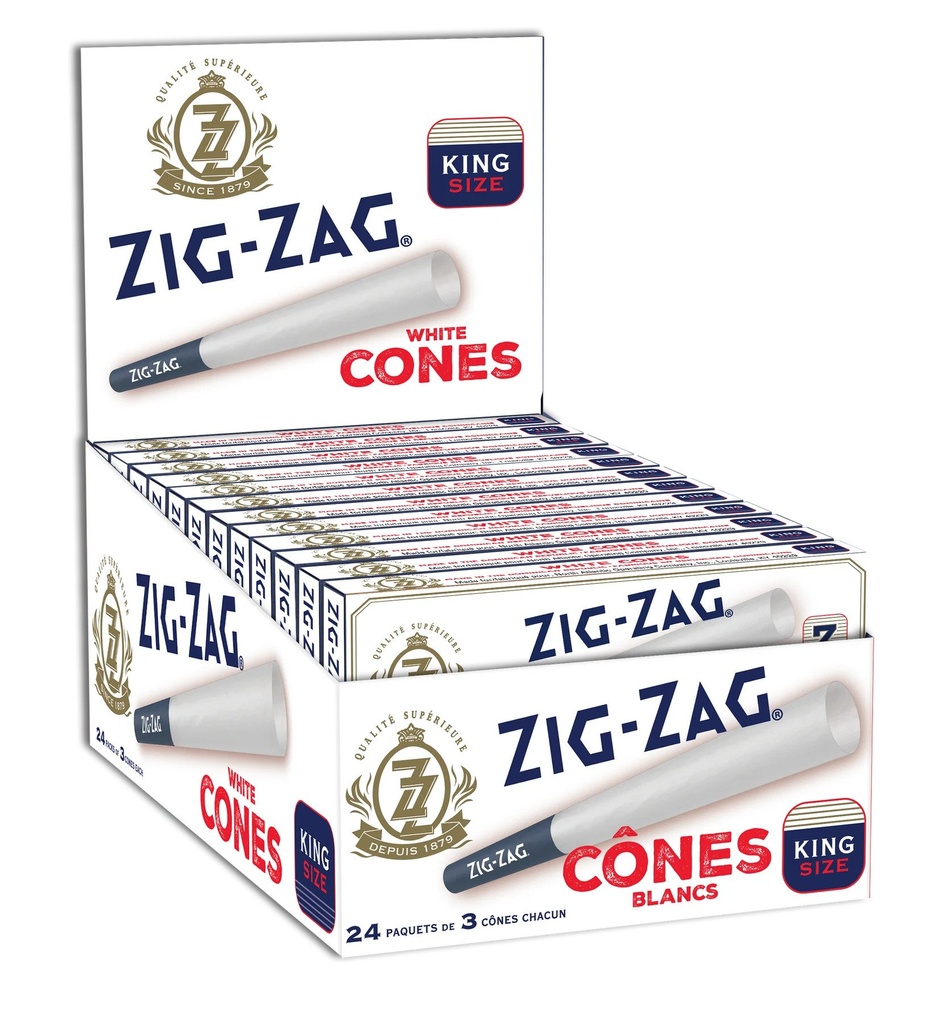 Zig Zag King Size White Pre Rolled Cones - 24ct