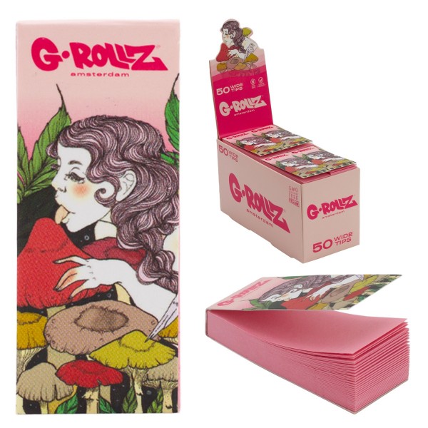 G-Rollz Collector 'Mushroom Lick' Pink Filter Tips - 24ct