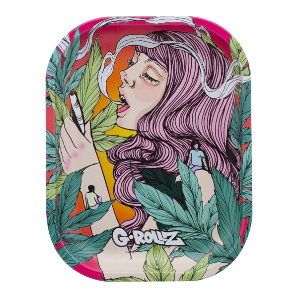 G-Rollz 'Colossal Dream' Pink Metal Rolling Tray - Small