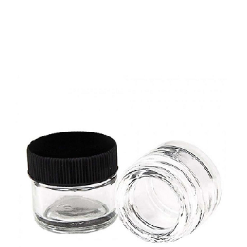 [10ML JARS 312] 10ml Wide Mouth w/ Black Plastic Screw-Top Lid Glass Jar