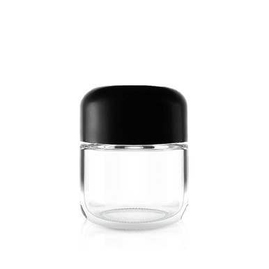 [2OZ-ARCHEDBCAP-GJAR] 2oz Arched Glass Jar w/ Clear Black Cap - 160ct