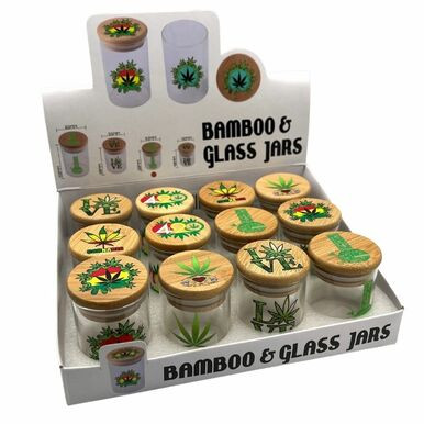 [JL-036Y-9] 59g Glass Jar w/ Wooden Top - 12ct