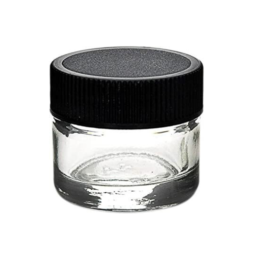 [5ML-SBLCAP-GJAR] 5ml Screw Black Cap w/ Clear Glass Jar - 350ct