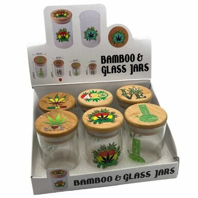 [JL-036Y-10] 88g Glass Jar w/ Wooden Top - 6ct
