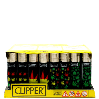 [RASTA LEAVES SERIES] Clipper Rasta Leaves Series Lighters - 48ct