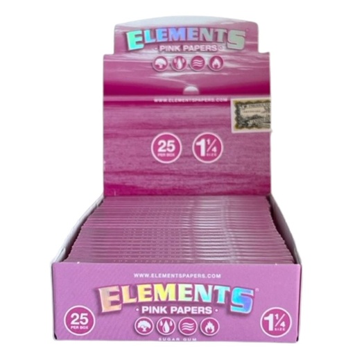 [ELEMENTS PINK 11/4 PAPER 25] Elements Pink 1 1/4 Rolling Paper - 25ct