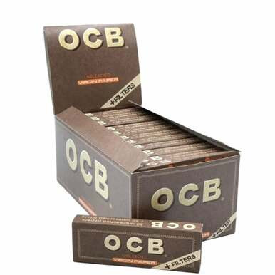 [OCB UNB 114 P&F 24] OCB Virgin 1 1/4 Rolling Papers Unbleached + Filters - 24ct