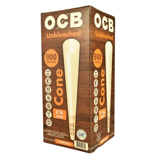 [OCB UNB 114 C 900] OCB Virgin Unbleached 1 1/4 Pre-Rolled Cones - 900ct