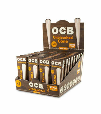 [OCB UNB KS C 12] OCB Virgin Unbleached King Size Cones - 12ct