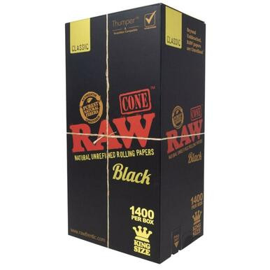 [RAW BLACK KS C 1400] RAW Black King Size Cones - 1400ct